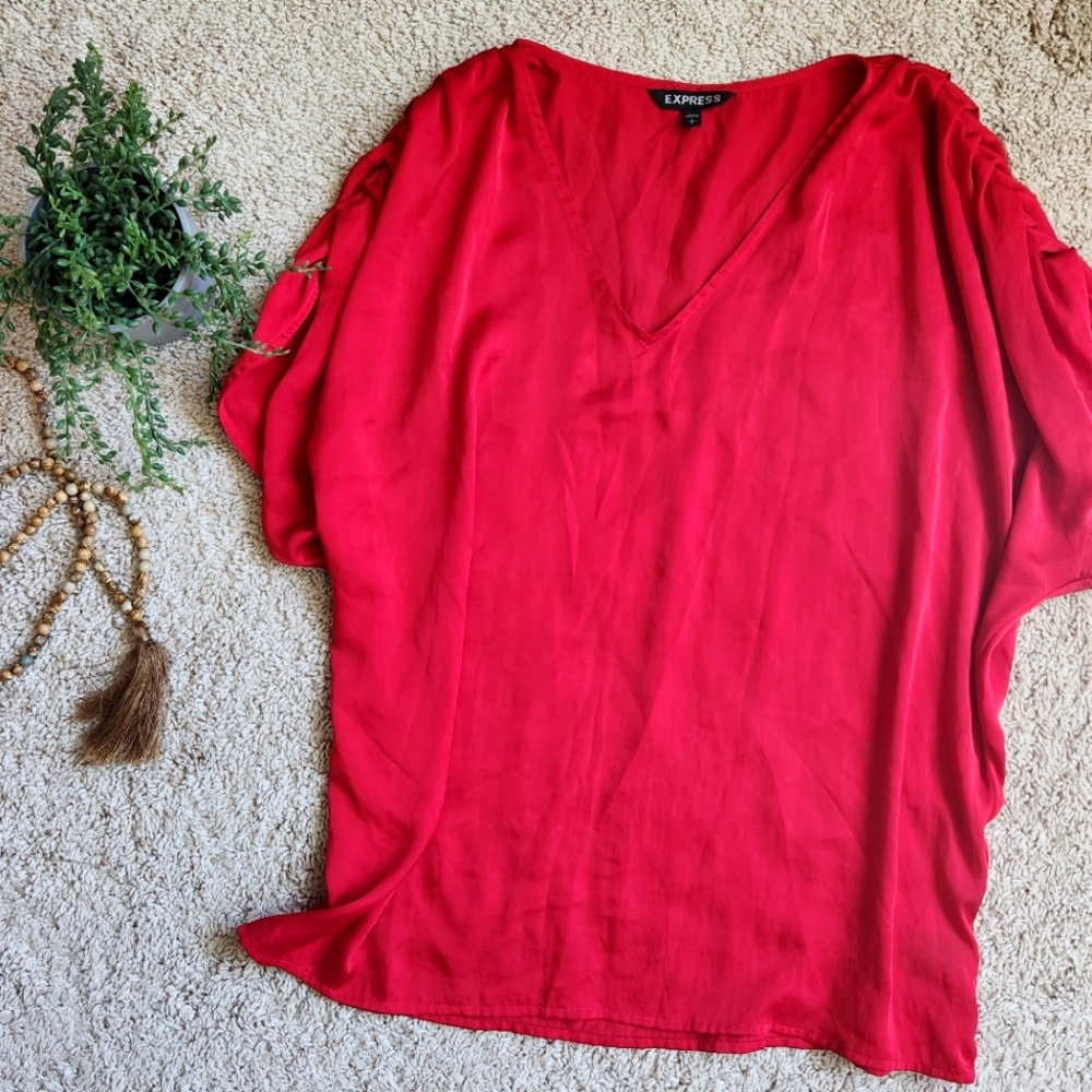 Express Red Satin Shirt - Size L